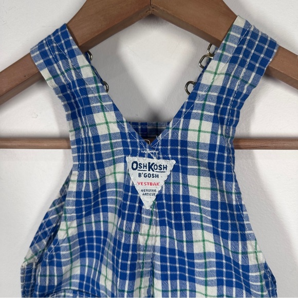 Vintage Osh Kosh B’Gosh Plaid Overalls Size 6-9 Months Cotton Made in USA - Picture 5 of 8